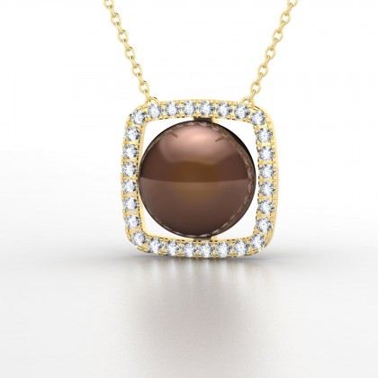 Mareta Pendentif Perle d'eau douce chocolat en Or jaune 18k