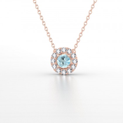 Marie Noelle Pendentif Aigue-marine en Or rose 18k