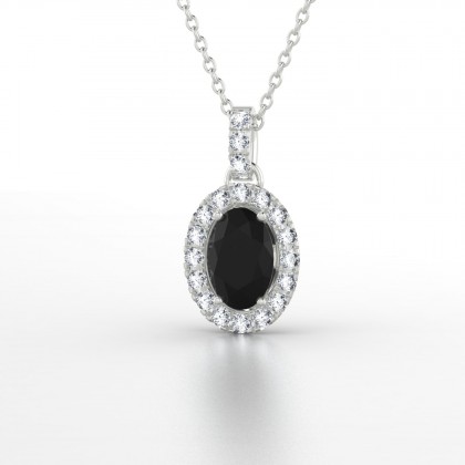 Mariette Pendentif Diamant noir en Or blanc 18k