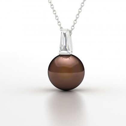 Moea Pendentif Perle d'eau douce chocolat en Argent 925