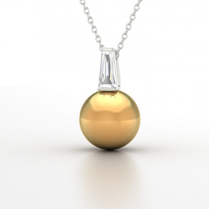 Moea Pendentif Perle d'eau douce dorée en Or blanc 18k