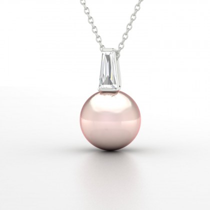 Moea Pendentif Perle d'eau douce rose en Or blanc 18k