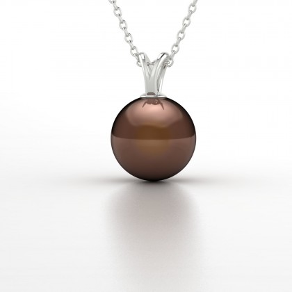 Moena Pendentif Perle d'eau douce chocolat en Or blanc 18k