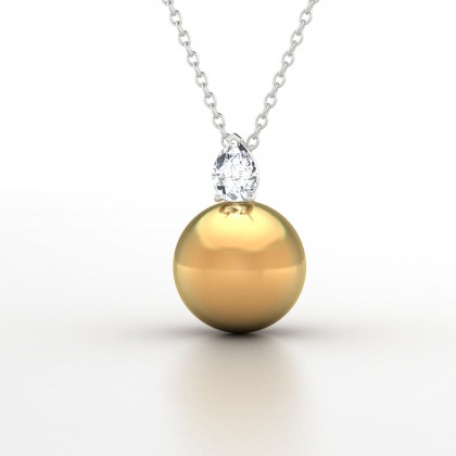 Orama Pendentif Perle d'eau douce dorée en Or blanc 18k