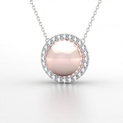Pava Pendentif Perle d'eau douce rose en Or blanc 18k