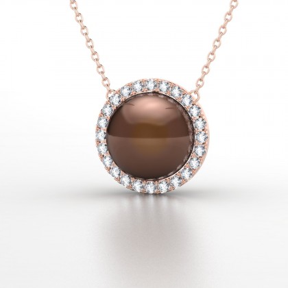 Pava Pendentif Perle d'eau douce chocolat en Or rose 18k