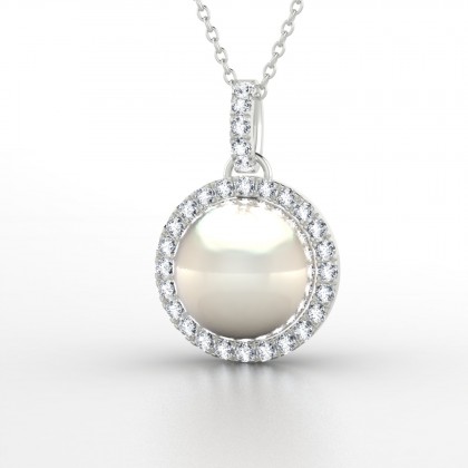 Pavana Pendentif Perle d'eau douce blanche en Or blanc 18k
