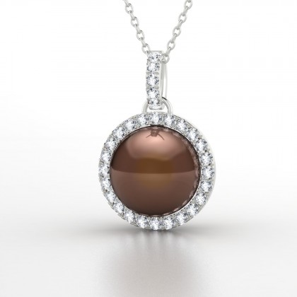 Pavana Pendentif Perle d'eau douce chocolat en Or blanc 18k