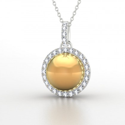 Pavana Pendentif Perle d'eau douce dorée en Or blanc 18k