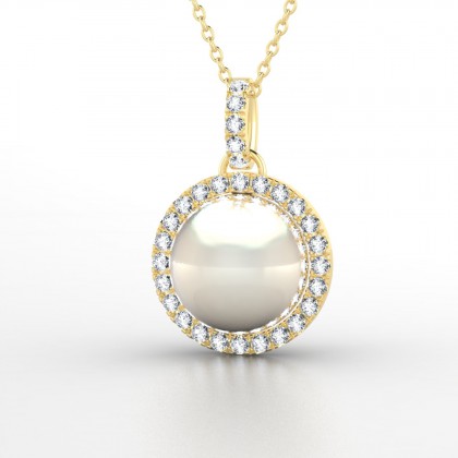 Pavana Pendentif Perle d'eau douce blanche en Or jaune 18k