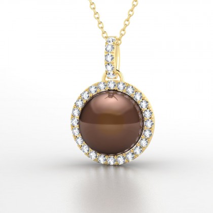 Pavana Pendentif Perle d'eau douce chocolat en Or jaune 18k