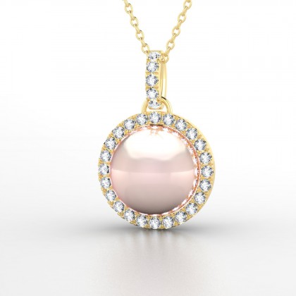 Pavana Pendentif Perle d'eau douce rose en Or jaune 18k