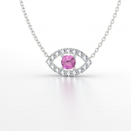 Persia Pendentif Saphir rose en Or blanc 18k