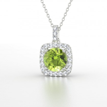 Phénomène Pendentif Péridot en Or blanc 18k