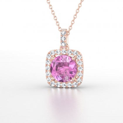 Phénomène Pendentif Saphir rose en Or rose 18k