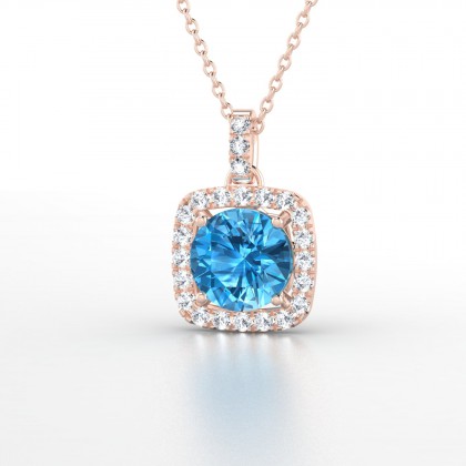 Phénomène Pendentif Topaze en Or rose 18k