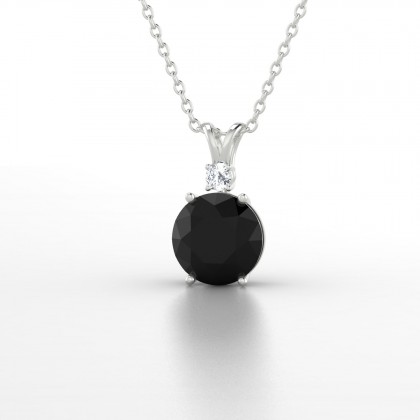 Plaisante Pendentif Diamant noir en Argent 925
