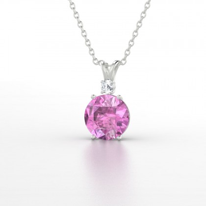 Plaisante Pendentif Saphir rose en Argent 925
