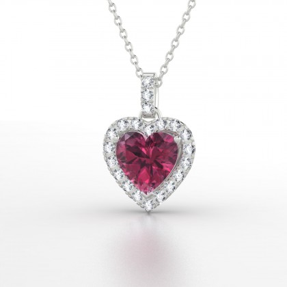 Pompadour Pendentif Grenat en Or blanc 18k