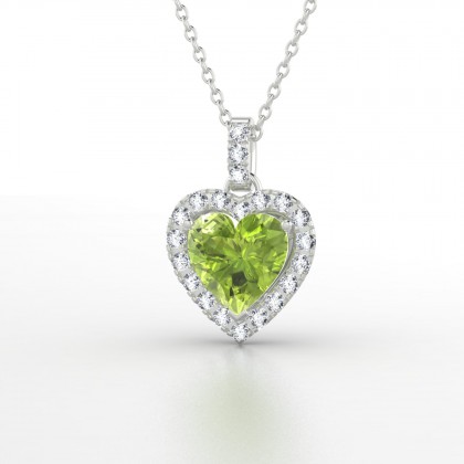 Pompadour Pendentif Péridot en Or blanc 18k