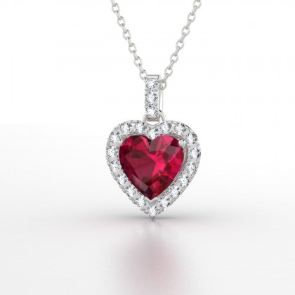 Pompadour Pendentif Rubis en Or blanc 18k