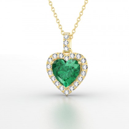Pompadour Pendentif Emeraude en Or jaune 18k