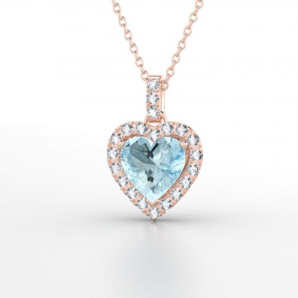 Pompadour Pendentif Aigue-marine en Or rose 18k