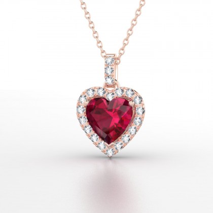 Pompadour Pendentif Rubis en Or rose 18k