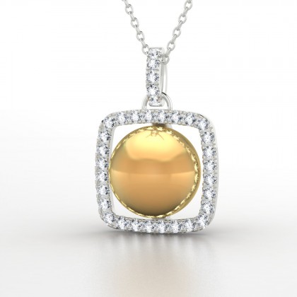 Rava Pendentif Perle d'eau douce dorée en Or blanc 18k