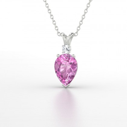 Régal Pendentif Saphir rose en Or blanc 18k