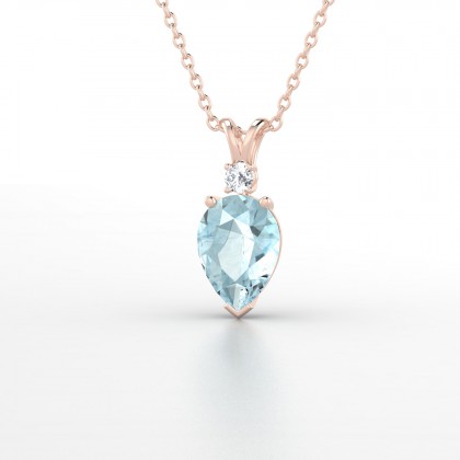 Régal Pendentif Aigue-marine en Or rose 18k