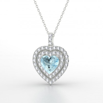 Sanseverina Pendentif Aigue-marine en Or blanc