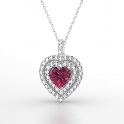 Sanseverina Pendentif Grenat en Or blanc 18k