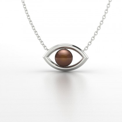 Shabana Pendentif Perle d'eau douce chocolat en Or blanc 18k