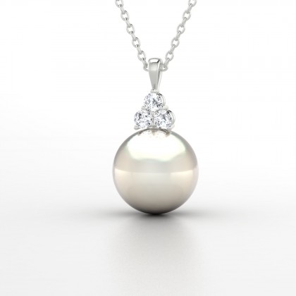Tavana Pendentif Perle d'eau douce blanche en Or blanc 18k