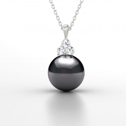 Tavana Pendentif Perle d'eau douce noire en Or blanc 18k