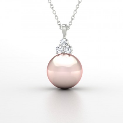 Tavana Pendentif Perle d'eau douce rose en Or blanc 18k