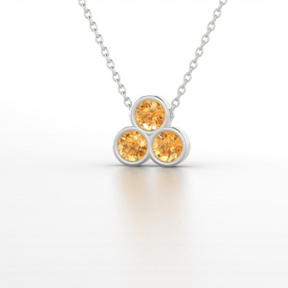 Triade Pendentif Citrine en Or blanc 18k