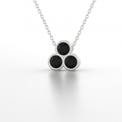 Triade Pendentif Diamant noir en Or blanc 18k
