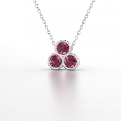 Triade Pendentif Grenat en Or blanc 18k
