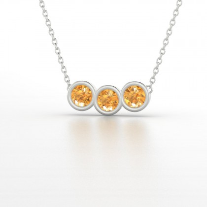 Trinité Pendentif Citrine en Or blanc 18k