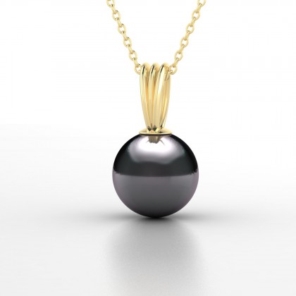 Vehia Pendentif Perle d'eau douce noire en Or jaune 18k