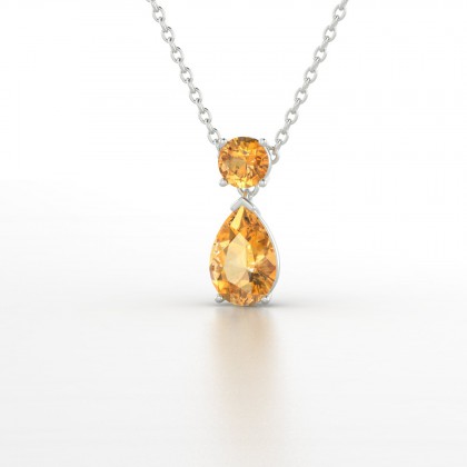 Yvette Pendentif Citrine en Or blanc 18k