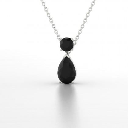 Yvette Pendentif Diamant noir en Or blanc 18k