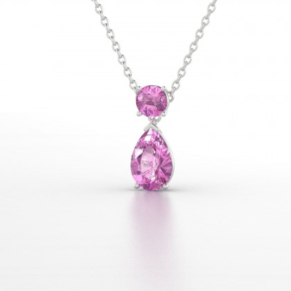 Yvette Pendentif Saphir rose en Or blanc 18k