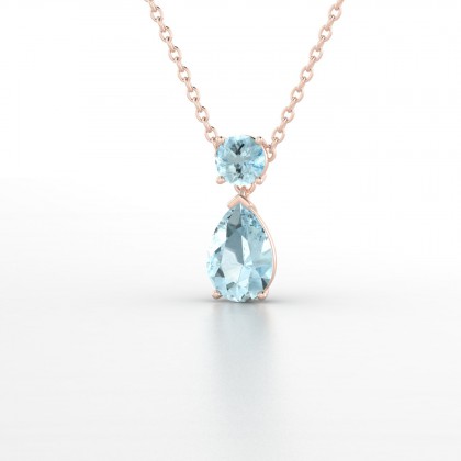 Yvette Pendentif Aigue-marine en Or rose 18k