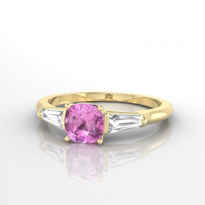 Charme Bague Saphir rose en Or jaune 18k