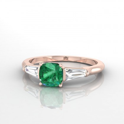 Charme Bague Emeraude en Or rose 18k
