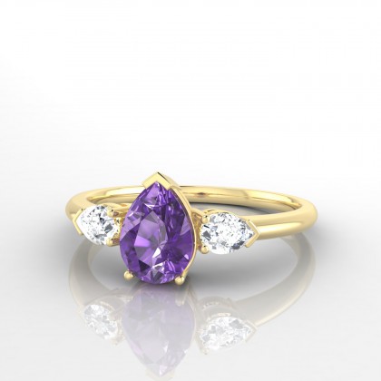 Accordance Bague Améthyste en Or jaune 18k
