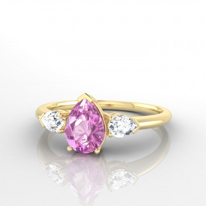 Accordance Bague Saphir rose en Or jaune 18k
